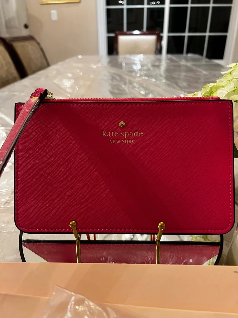 Kate Spade New York Pink Saffiano Wristlet Clutch NWT $88 MSRP Gift Packaging